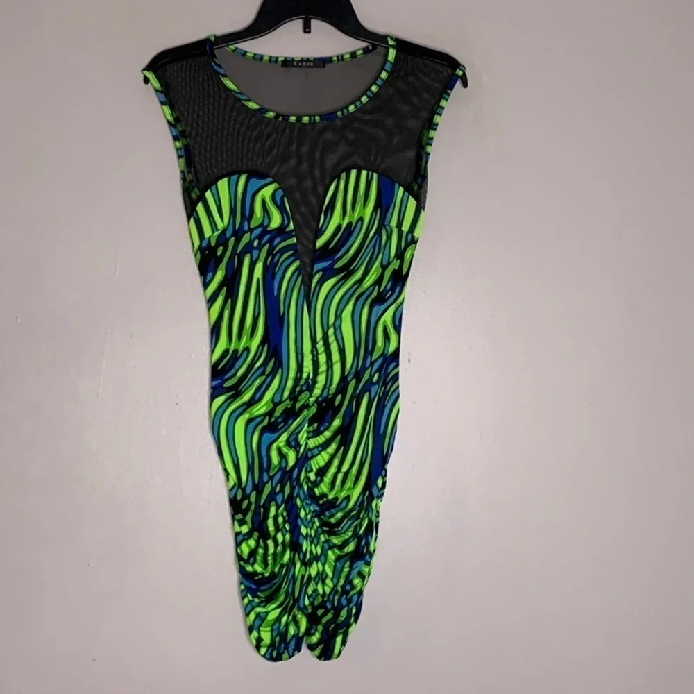 Cameo groovey Rouched sleeveless micro mini dress black mesh small women’s